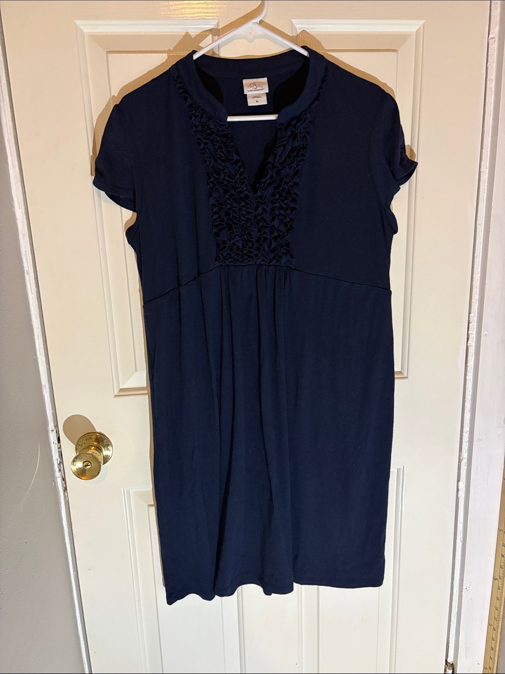 Oh Baby by Motherhood Navy Ruffle-Front Maternity Dress